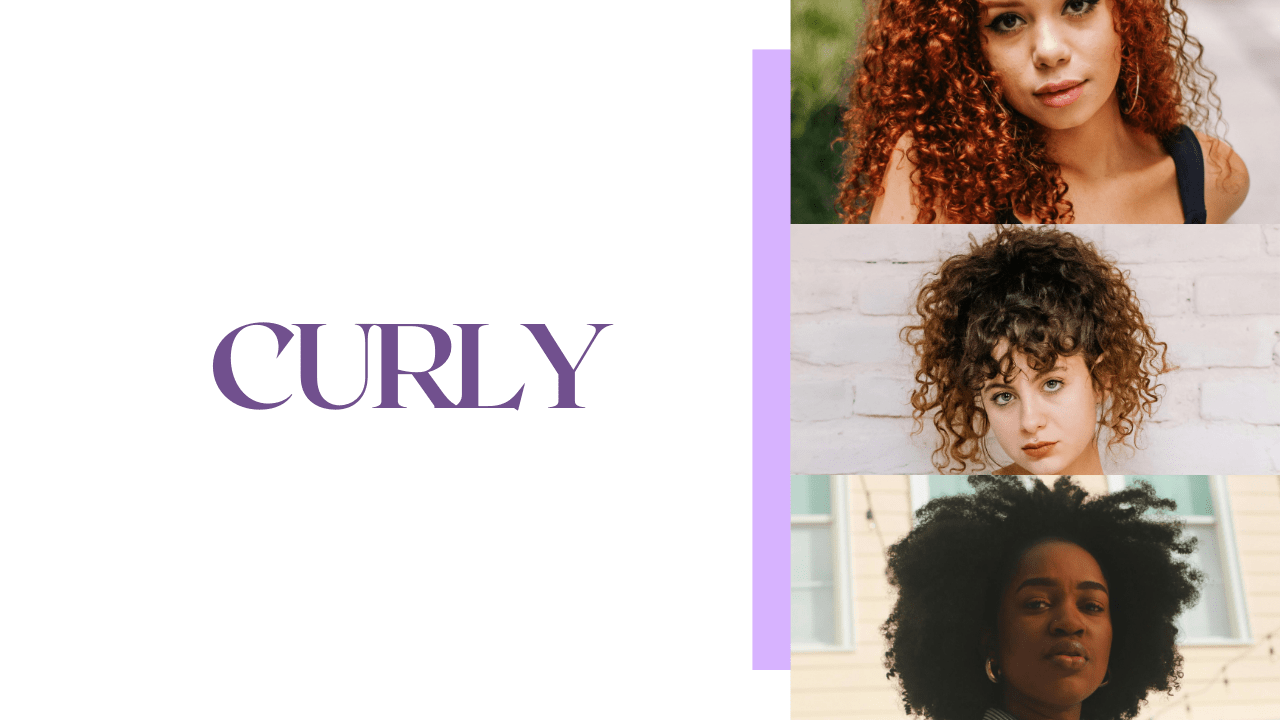 banner that says "Curly," with an image of a woman with Curly hair